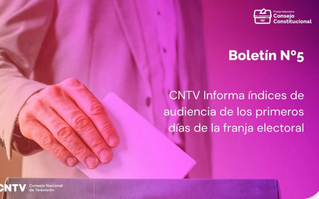 Quinto boletín franja electoral: CNTV Informa índices de audiencia de los primeros días de la franja electoral